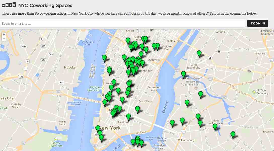 Coworking MAp NYC